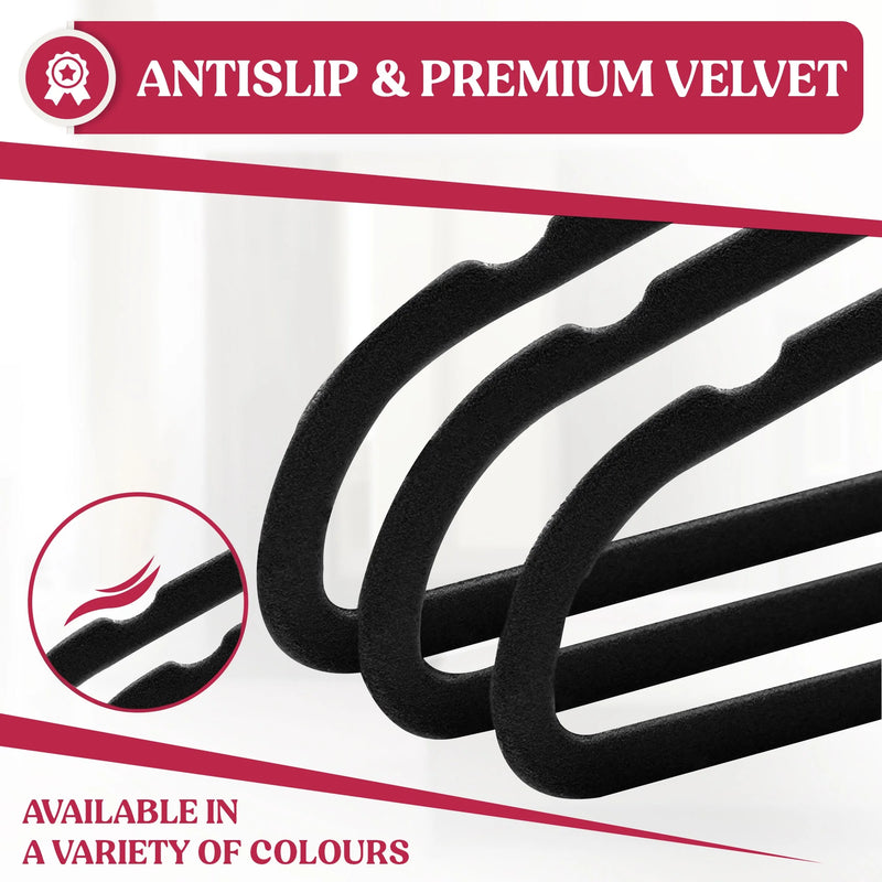 Lux Decor Collection Black Velvet Hangers Space Saving and Non-Slip Hangers - 30 Pack - Puck's