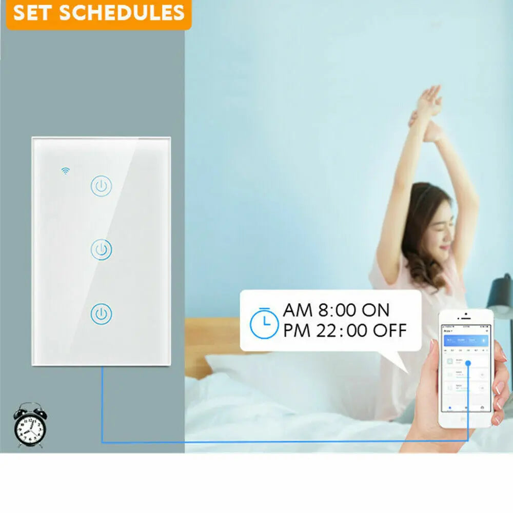 1/2/3/4 Gang WiFi Smart Wall Touch Light Switch Glass Panel For - Puck's