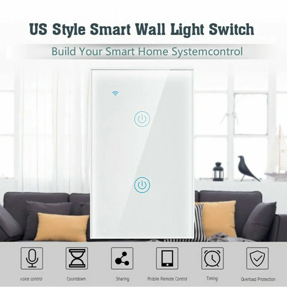 1/2/3/4 Gang WiFi Smart Wall Touch Light Switch Glass Panel For - Puck's