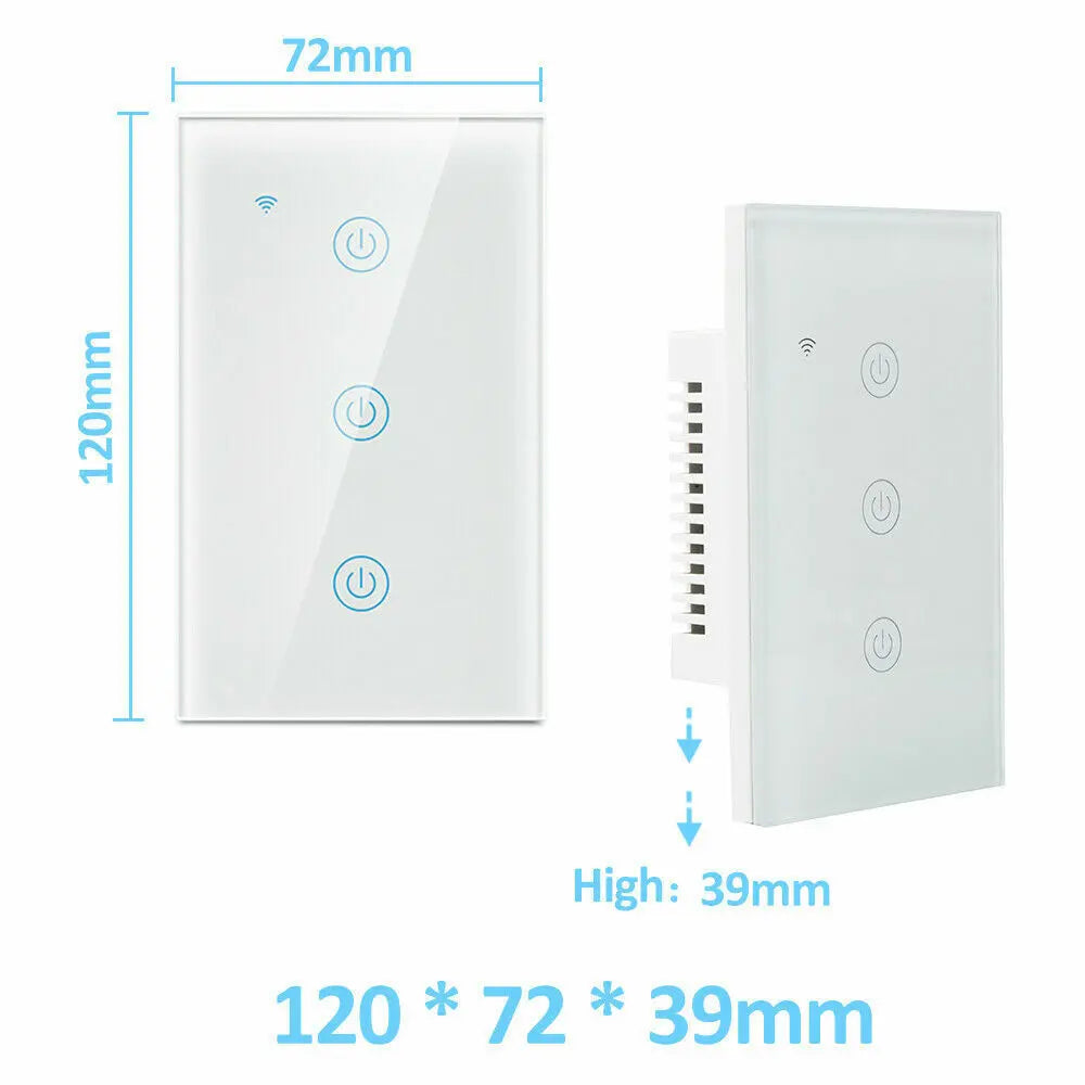 1/2/3/4 Gang WiFi Smart Wall Touch Light Switch Glass Panel For - Puck's