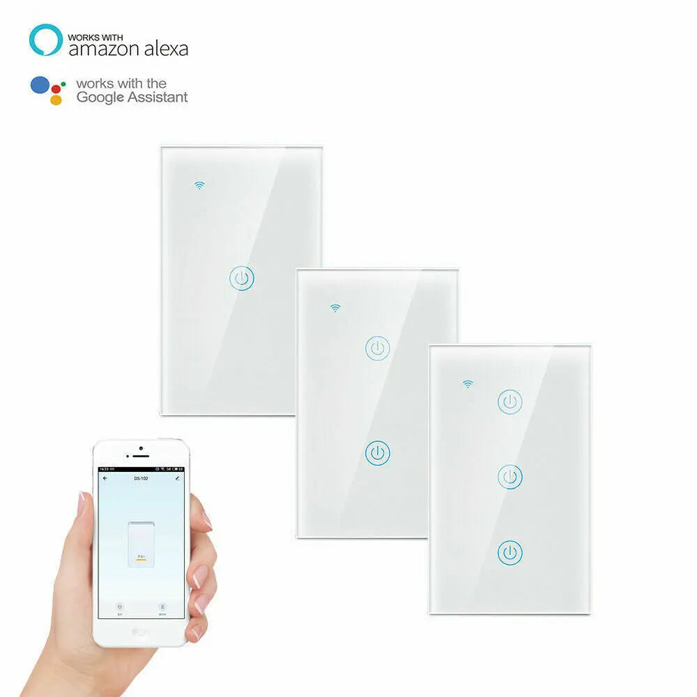 1/2/3/4 Gang WiFi Smart Wall Touch Light Switch Glass Panel For - Puck's