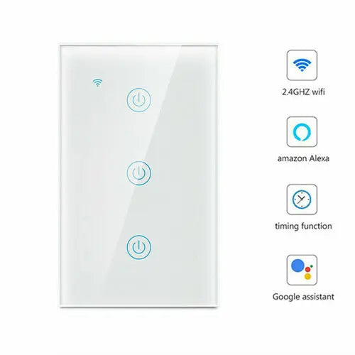 1/2/3/4 Gang WiFi Smart Wall Touch Light Switch Glass Panel For - Puck's