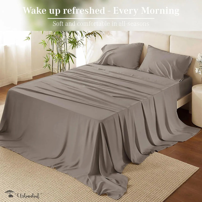 1000 Thread Count Egyptian Cotton Sheets California King Size, Long Staple Soft & Breathable, 4 Pc Bed Sheet Sets, Luxury Hotel Sateen Sheets Fits 16" Deep Pocket - Dark Grey - Puck's