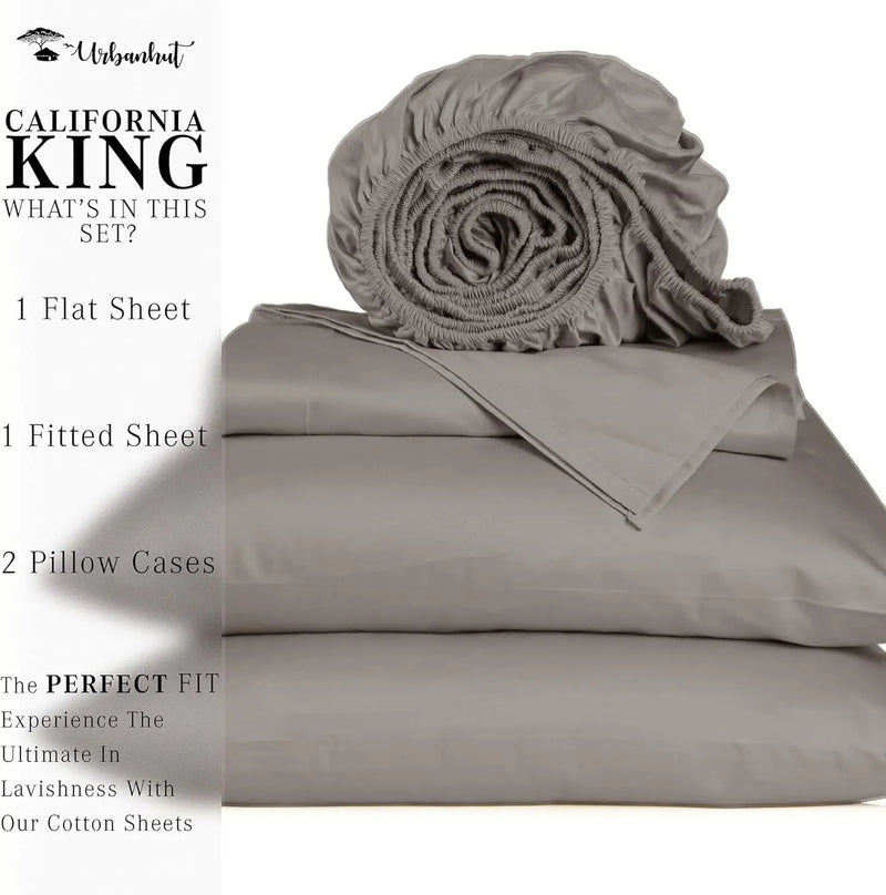 1000 Thread Count Egyptian Cotton Sheets California King Size, Long Staple Soft & Breathable, 4 Pc Bed Sheet Sets, Luxury Hotel Sateen Sheets Fits 16" Deep Pocket - Dark Grey - Puck's