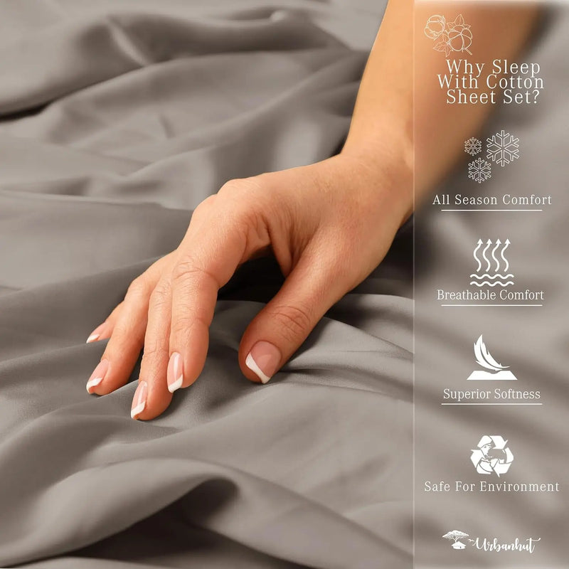 1000 Thread Count Egyptian Cotton Sheets California King Size, Long Staple Soft & Breathable, 4 Pc Bed Sheet Sets, Luxury Hotel Sateen Sheets Fits 16" Deep Pocket - Dark Grey - Puck's