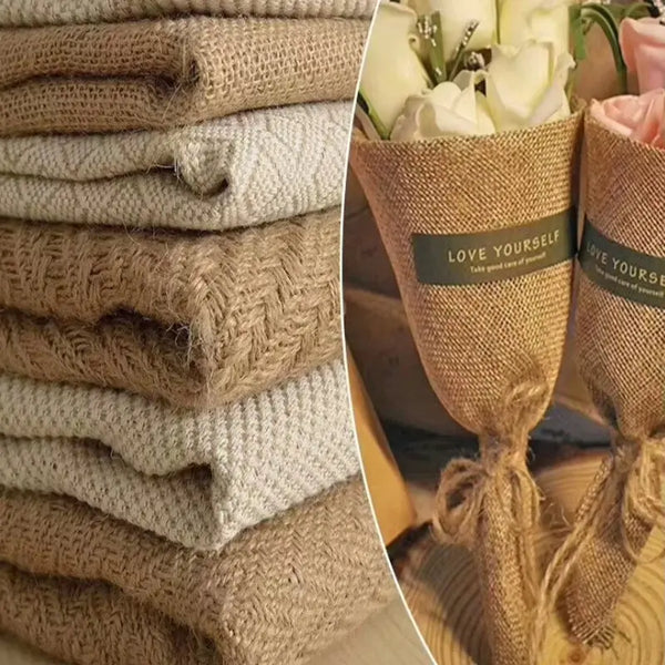100X150Cm Natural Jute Burlap Fabric for Place Mats Bags Tablecloth Background Decoration Mesh Linen Textile Cloth - Puck's