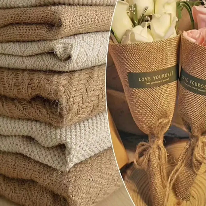 100X150Cm Natural Jute Burlap Fabric for Place Mats Bags Tablecloth Background Decoration Mesh Linen Textile Cloth - Puck's