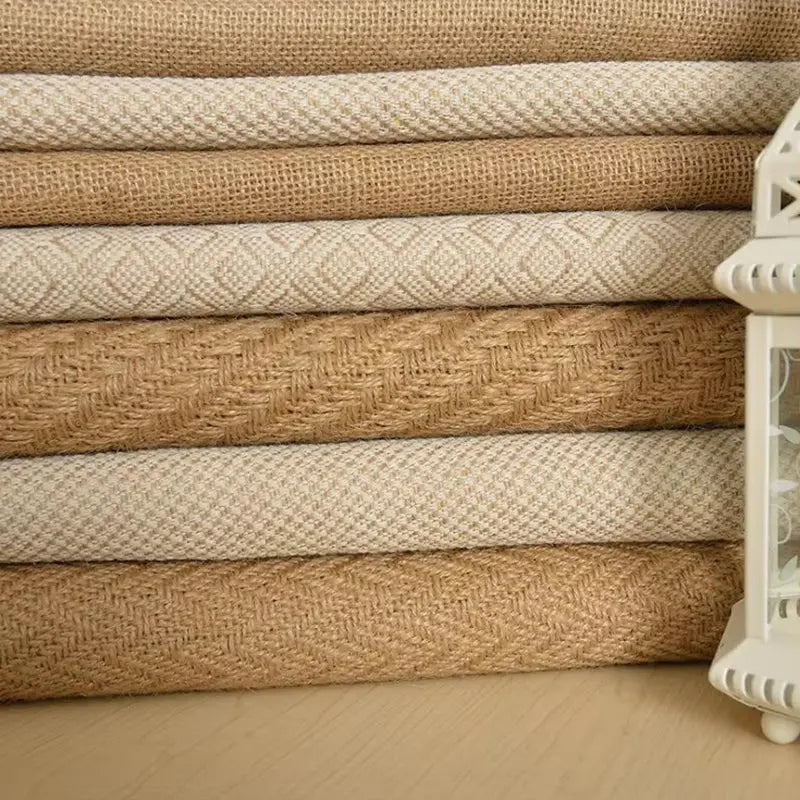 100X150Cm Natural Jute Burlap Fabric for Place Mats Bags Tablecloth Background Decoration Mesh Linen Textile Cloth - Puck's