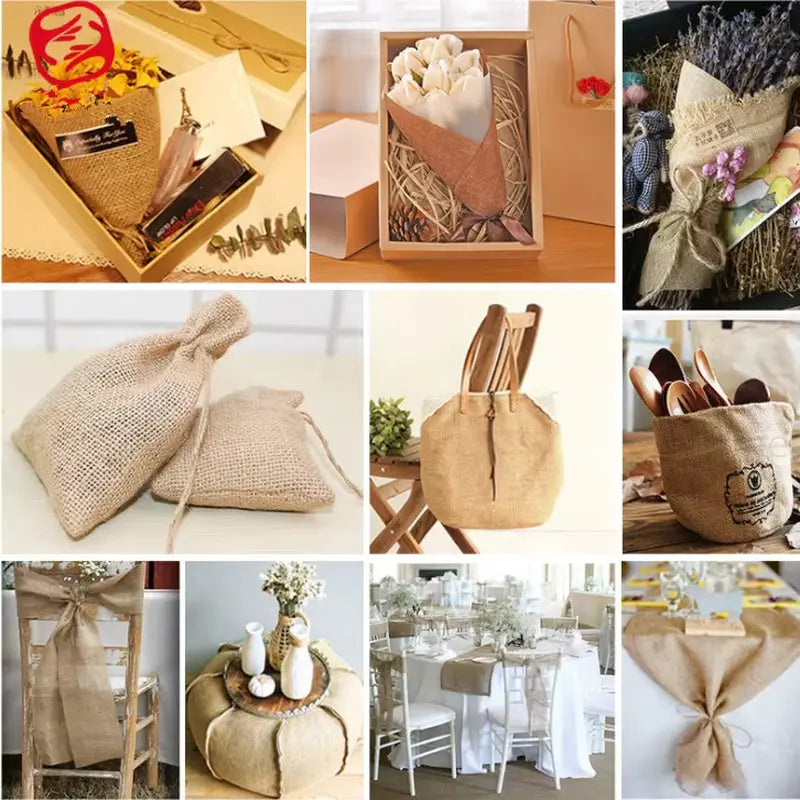 100X150Cm Natural Jute Burlap Fabric for Place Mats Bags Tablecloth Background Decoration Mesh Linen Textile Cloth - Puck's