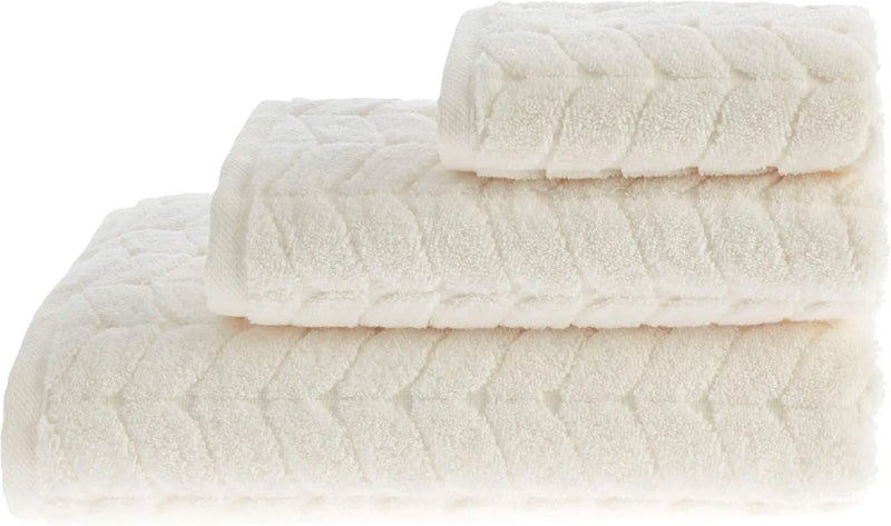 100% Turkish Cotton Jacquard Luxury Towel Set – Quick Dry Non-Gmo Ultra-Soft, Plush and Absorbent Luxury Durable Turkish Towels Set (Cream, 3 Pcs Towel Set) - Puck's