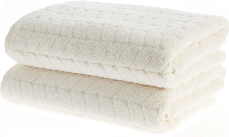 100% Turkish Cotton Jacquard Luxury Towel Set – Quick Dry Non-Gmo Ultra-Soft, Plush and Absorbent Luxury Durable Turkish Towels Set (Cream, 3 Pcs Towel Set) - Puck's