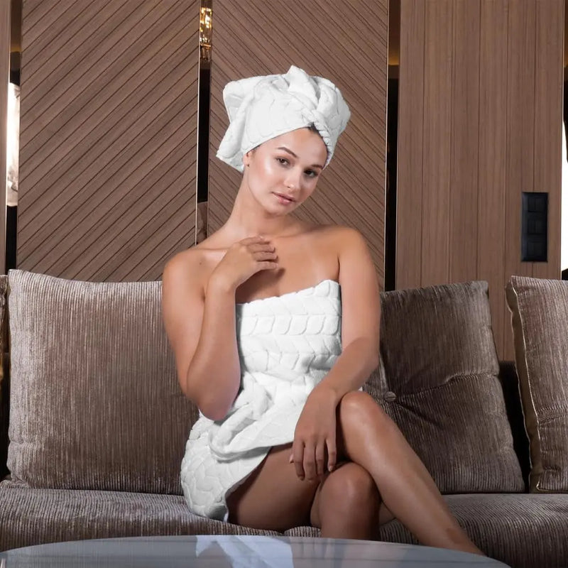 100% Turkish Cotton Jacquard Luxury Towel Set – Quick Dry Non-Gmo Ultra-Soft, Plush and Absorbent Luxury Durable Turkish Towels Set (Cream, 3 Pcs Towel Set) - Puck's