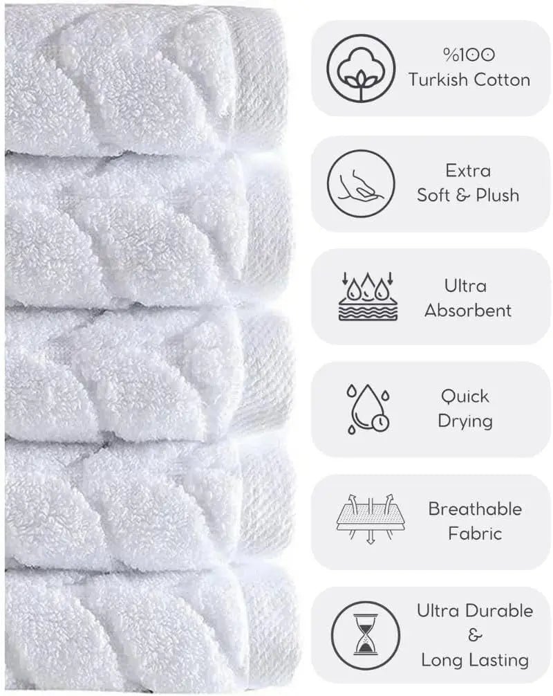 100% Turkish Cotton Jacquard Luxury Towel Set – Quick Dry Non-Gmo Ultra-Soft, Plush and Absorbent Luxury Durable Turkish Towels Set (Cream, 3 Pcs Towel Set) - Puck's