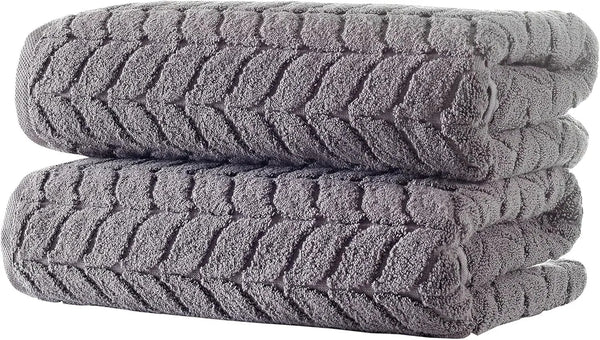 100% Turkish Cotton Jacquard Luxury Towel Set – Quick Dry Non-Gmo Ultra-Soft, Plush and Absorbent Luxury Durable Turkish Towels Set (Grey, 3 Pcs Towel Set) - Puck's