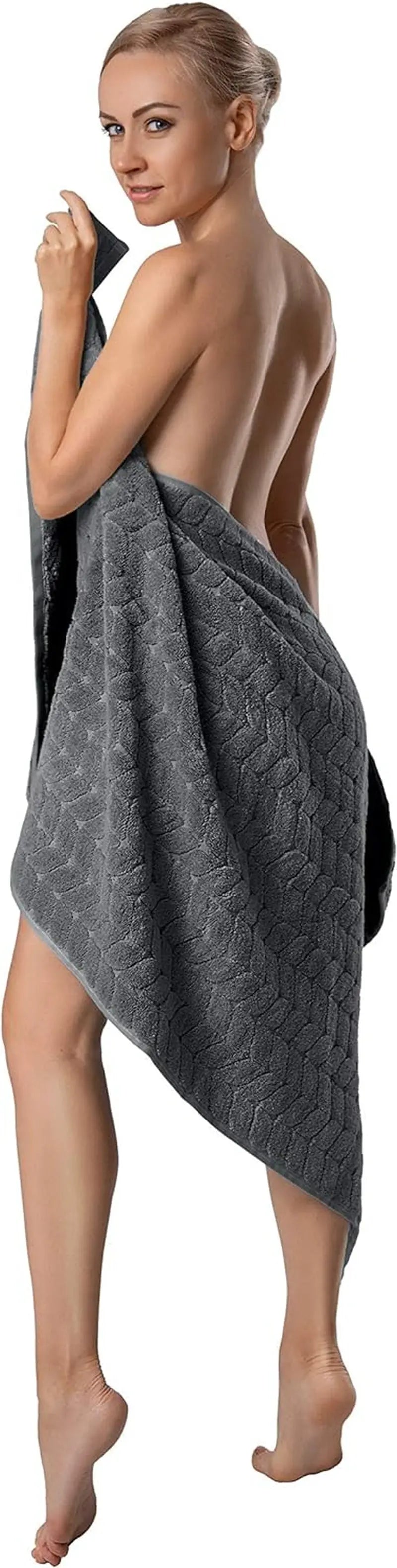 100% Turkish Cotton Jacquard Luxury Towel Set – Quick Dry Non-Gmo Ultra-Soft, Plush and Absorbent Luxury Durable Turkish Towels Set (Grey, 3 Pcs Towel Set) - Puck's