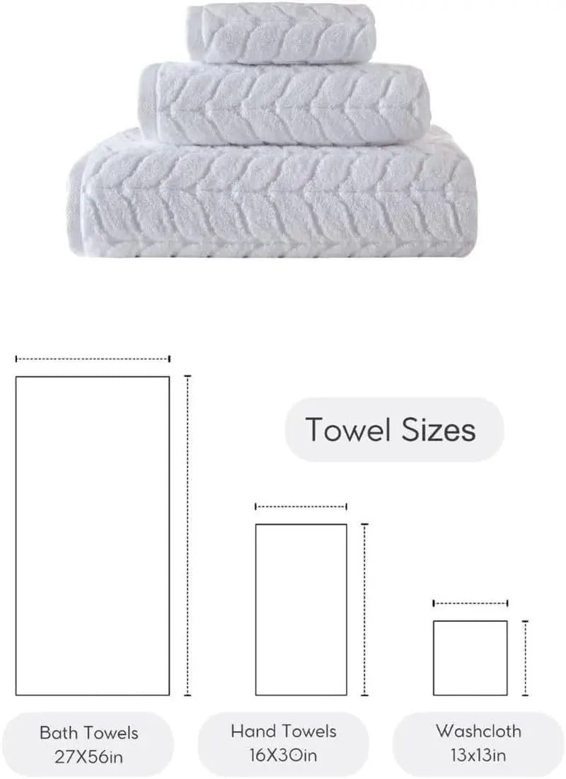 100% Turkish Cotton Jacquard Luxury Towel Set – Quick Dry Non-Gmo Ultra-Soft, Plush and Absorbent Luxury Durable Turkish Towels Set (Grey, 3 Pcs Towel Set) - Puck's