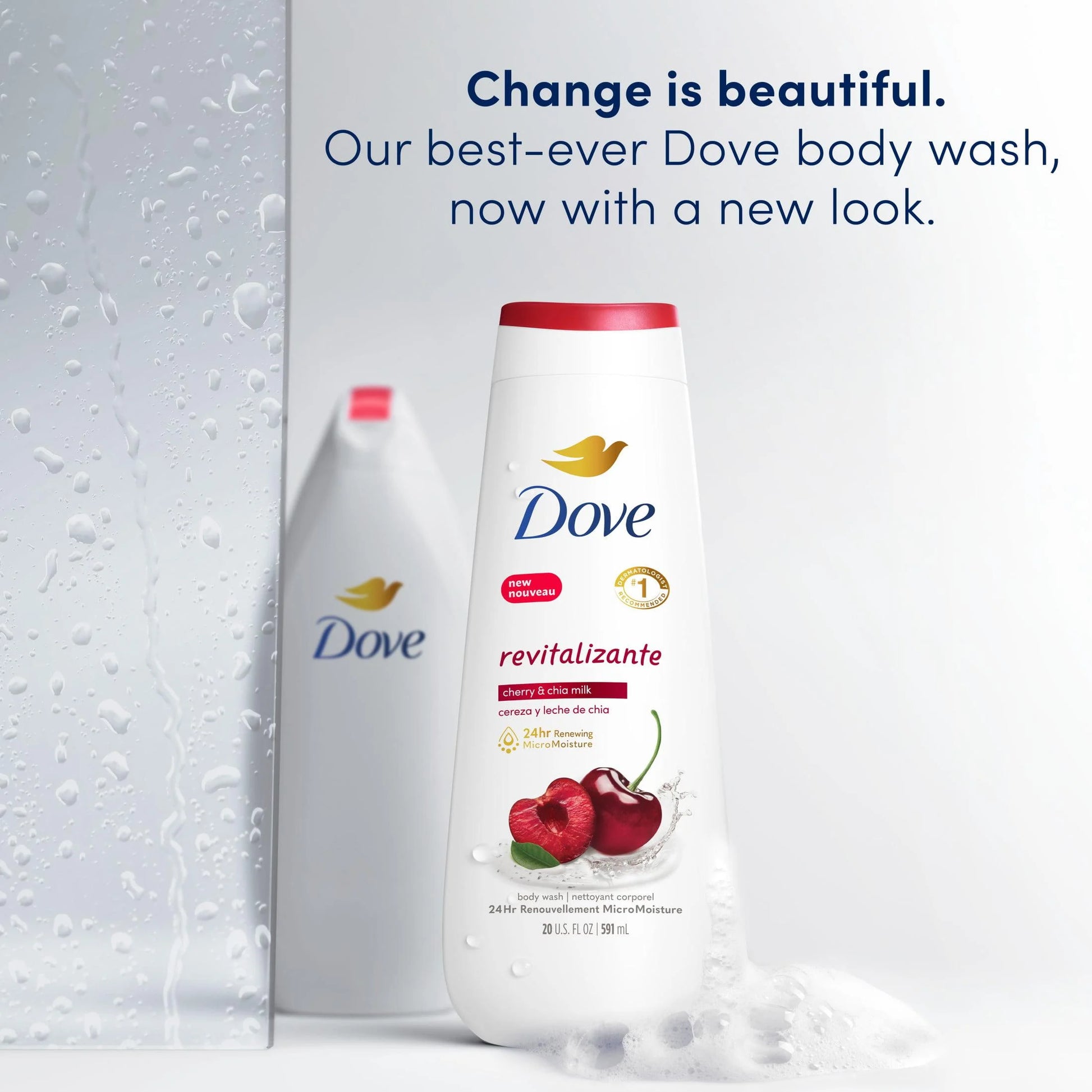 (4 Pack)  Body Wash for Women Moisturizing Revitalize Cherry & Chia Milk Cleanser, 20 Oz - Puck's