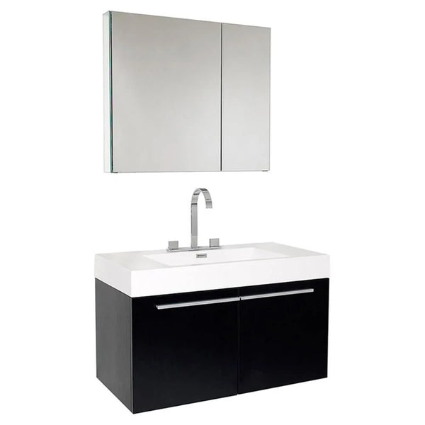 Vista 36"Black Bathroom Vanity & Medicine Cabinet - Puck's