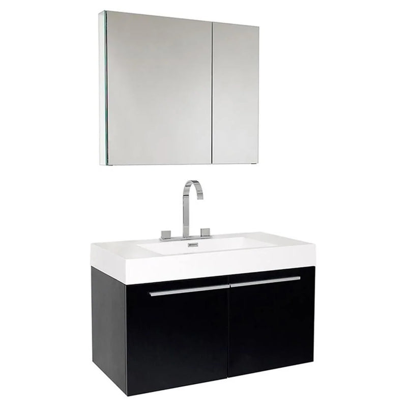 Vista 36"Black Bathroom Vanity & Medicine Cabinet - Puck's