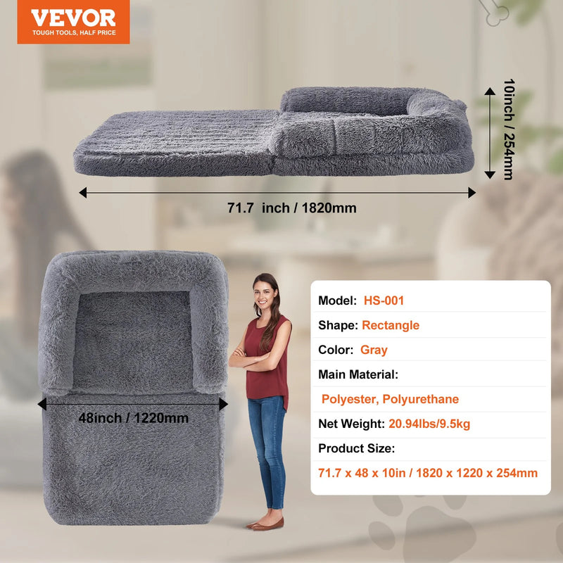 VEVOR Human Dog Bed 72 X48X10In Large Human Size Dog Bed Washable PV Velvet - Puck's