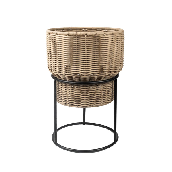12 Inch Celeste Resin Planter with Metal Stand, Indoor or Outdoor Use - Puck's