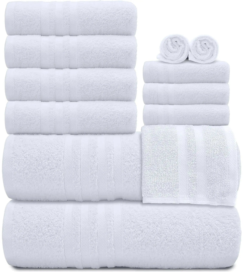 12 Pcs Bath Towel Set for Bathroom 100% Cotton Soft and Plush Highly Absorbent - Puck's