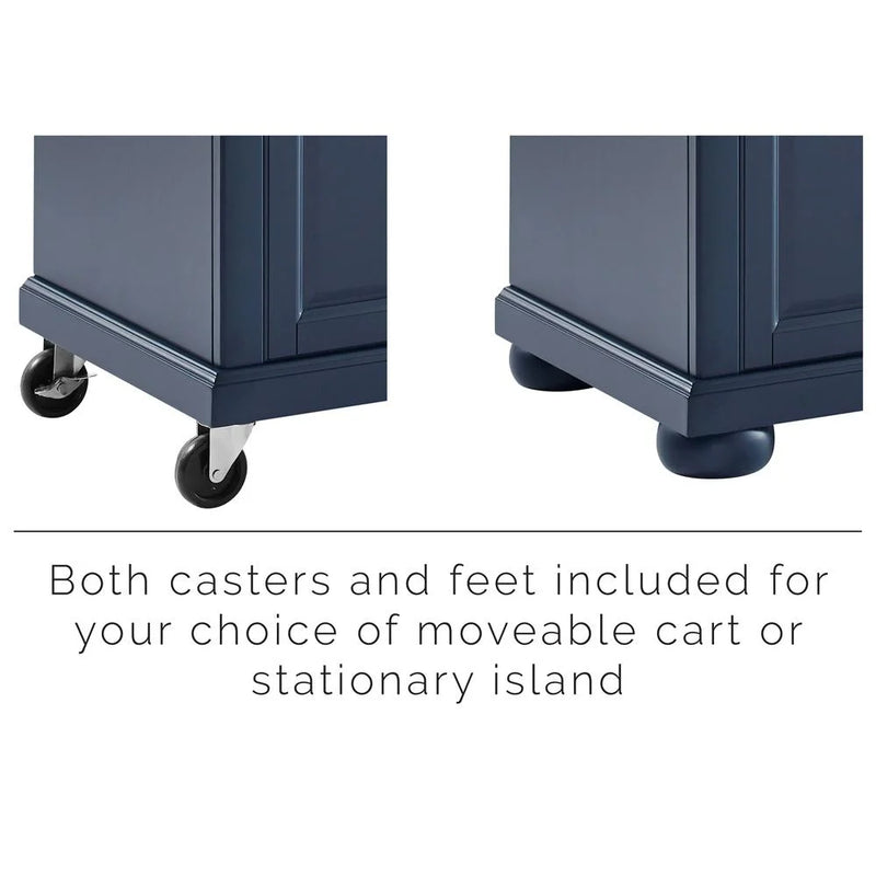 Madison Wood Top Kitchen Island in Navy/Natural
