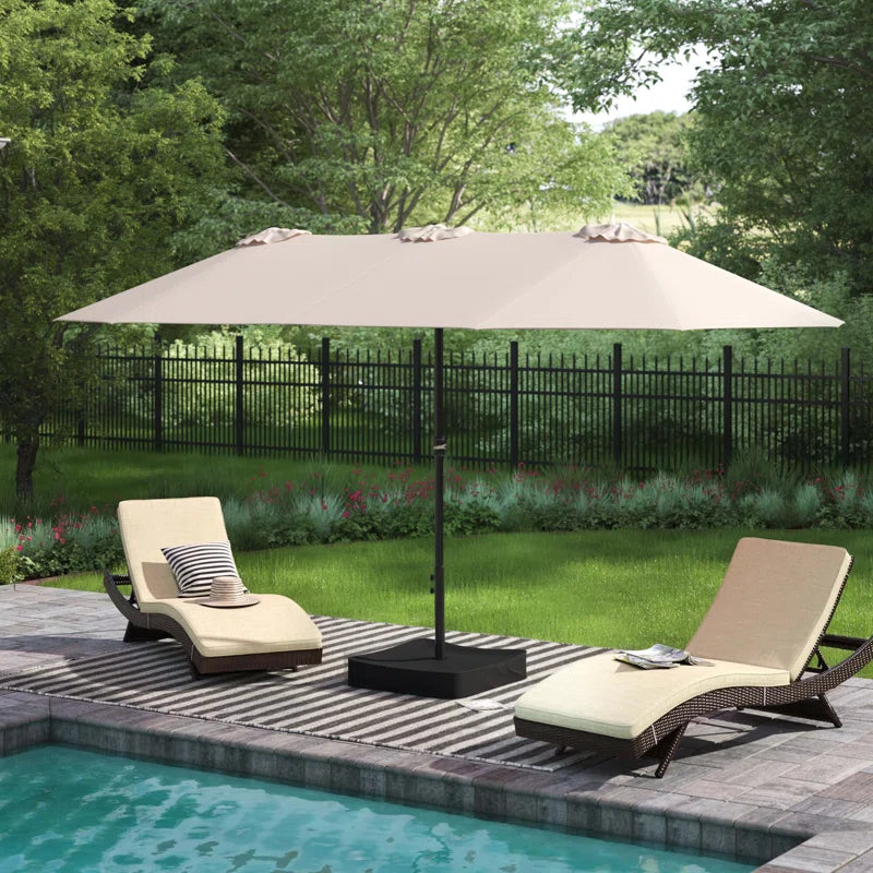 Nyasia 15 Ft X 9 Ft Rectangular Market Umbrella with Base - Puck's