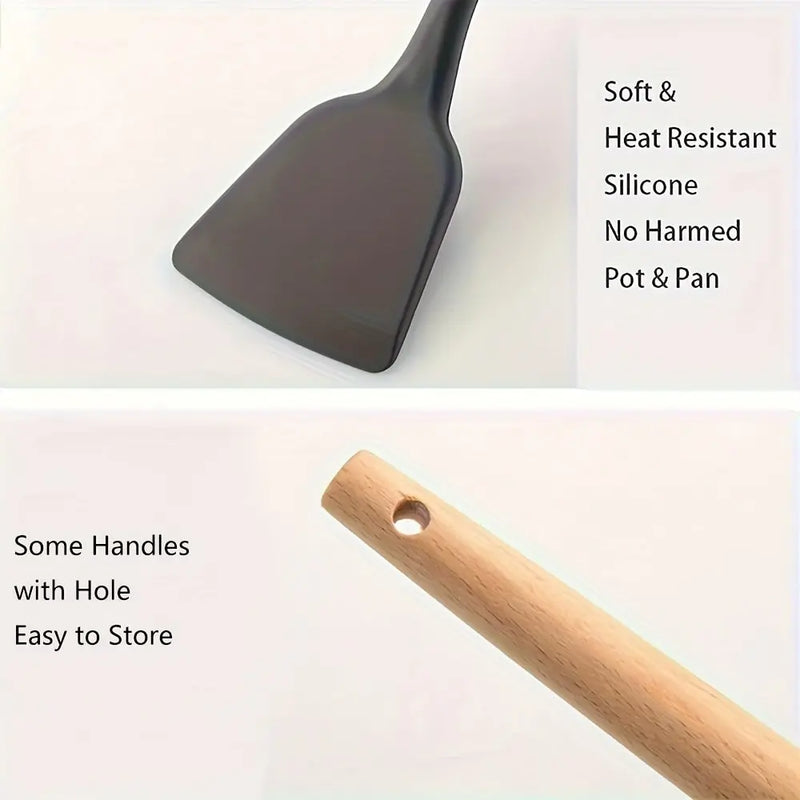 12Piece Grey Silicone Kitchen Utensil Set with Holder - Puck's
