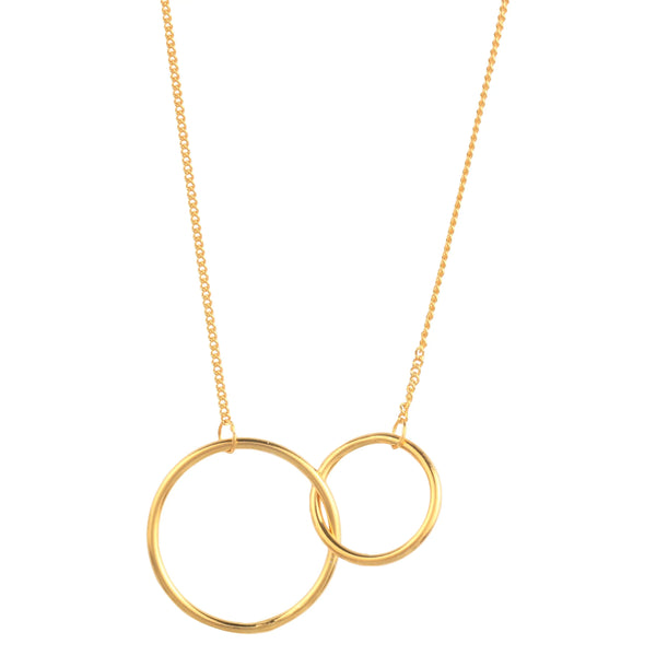 14K Gold Plated Two Circle Interlocking Pendant Necklace - Puck's