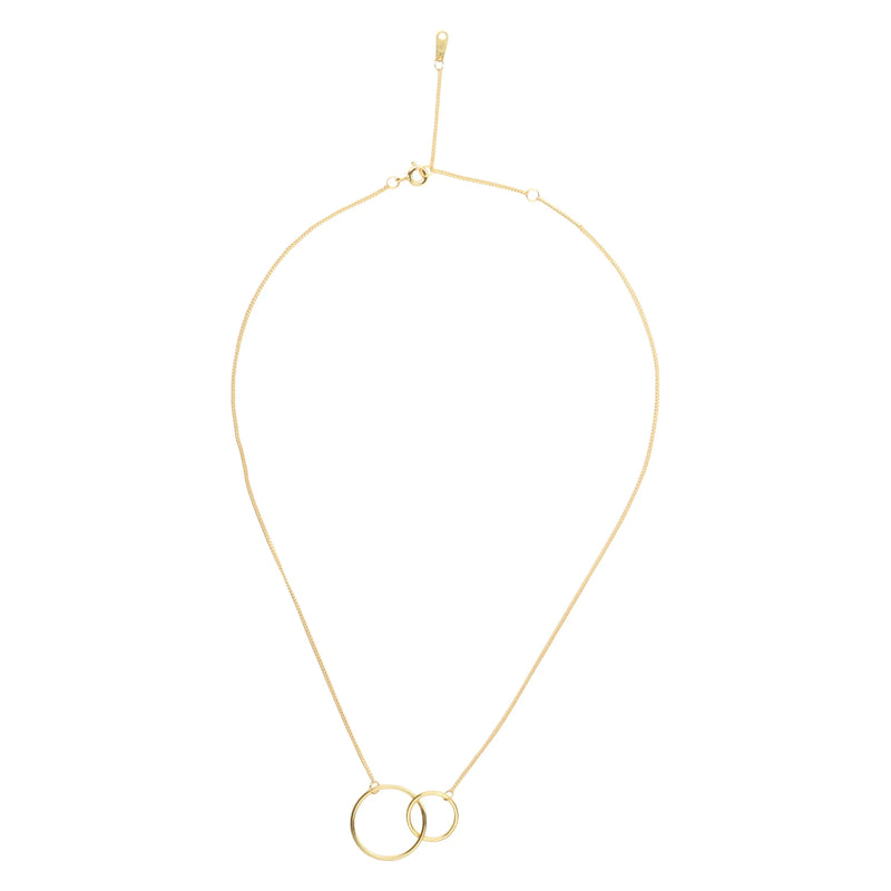 14K Gold Plated Two Circle Interlocking Pendant Necklace - Puck's