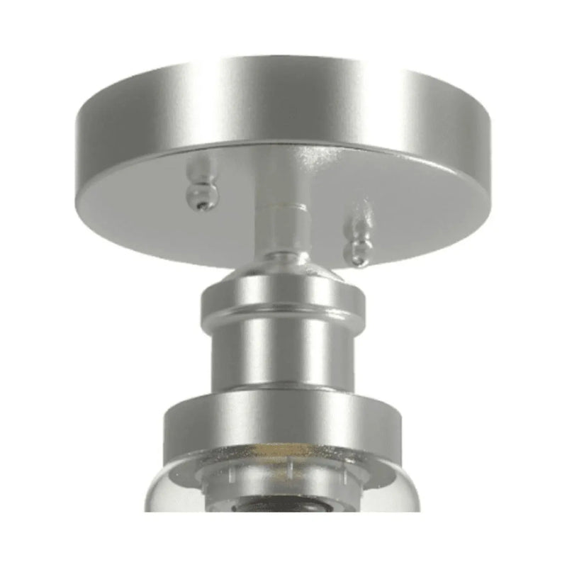 12" Farmhouse Nickel Flush Mount Ceiling Light, Metal Base Clear Glass Shade - Puck's