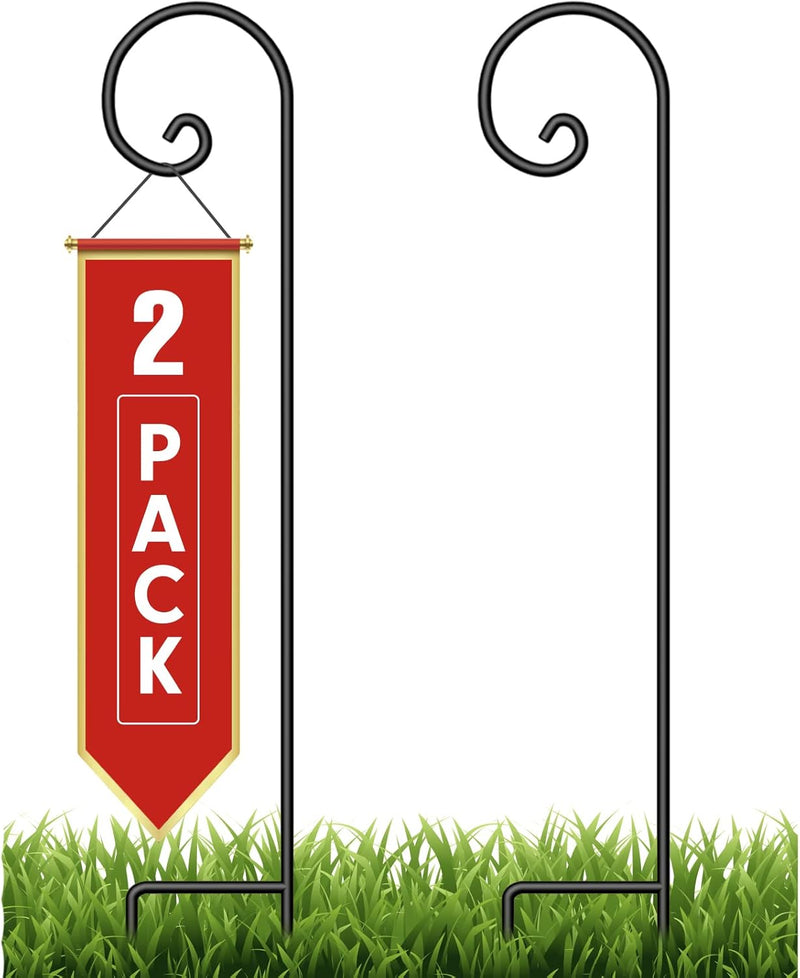 Shepherd Hook 48 Inch 2 Pack No Assembly Required 2/5 Inch Heavy Duty Solid Metal Hanging Pole for Outdoor Garden Plant,Bird Feeder,Lanterns,Wedding Decor,Plant Baskets Wind Chimes - Puck's