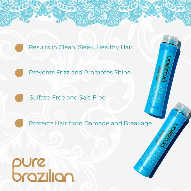 Anti-Frizz Daily Shampoo & Conditioner, Salt-Free & Color Safe, Enriched with Keratin, Argan Oil & Acai, 13.5 Ounce (400 Milliliter) - Puck's