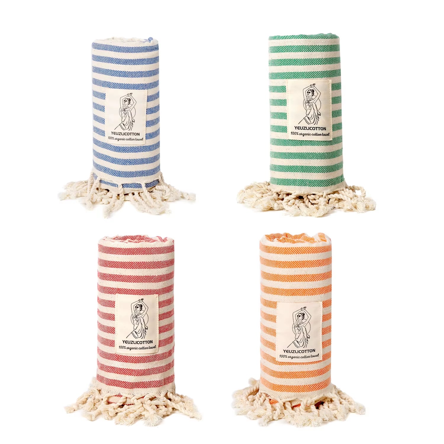 YEUZLICOTTON Hot Sale Luxury Striped Tassel 100% Cotton Sauna Spa Bath Towel for Home 100*180CM Travel Turkish Large Beach Towel - Puck's