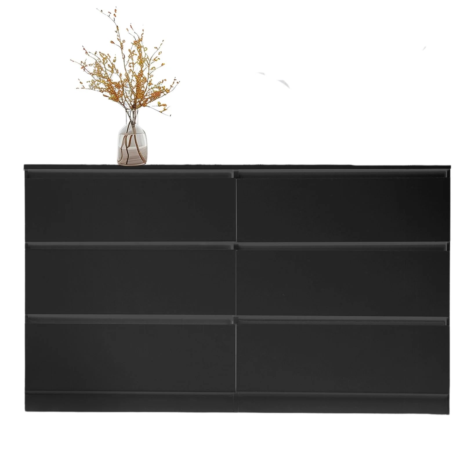 6 Drawer Double Dresser, Kids Dresser, Nursery Dresser Drawer Organizer, Chest of Drawers, Black - Puck's