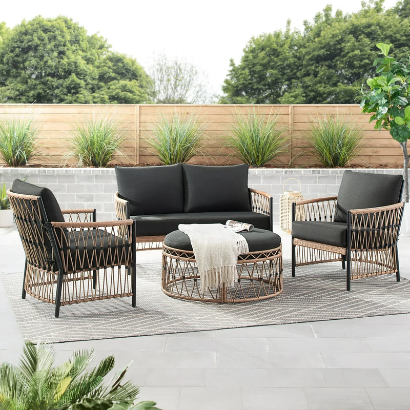 Lilah Outdoor Wicker Loveseat, Black - Puck's