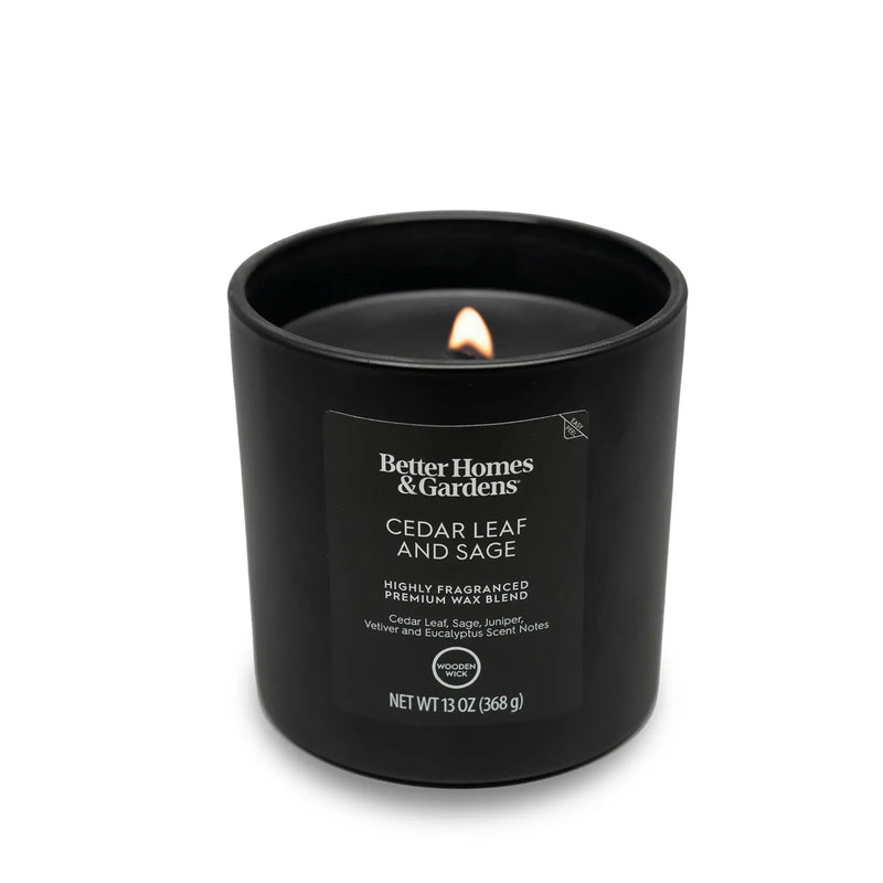 13Oz Cedar Leaf and Sage Scented Wooden Wick Jar Candle - Puck's