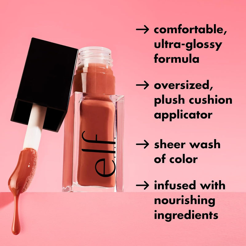 Glow Reviver Lip Oil, Nourishing Tinted Lip Oil for a High-Shine Finish, Infused with Jojoba Oil, Vegan & Cruelty-Free, Rose Envy - Puck's