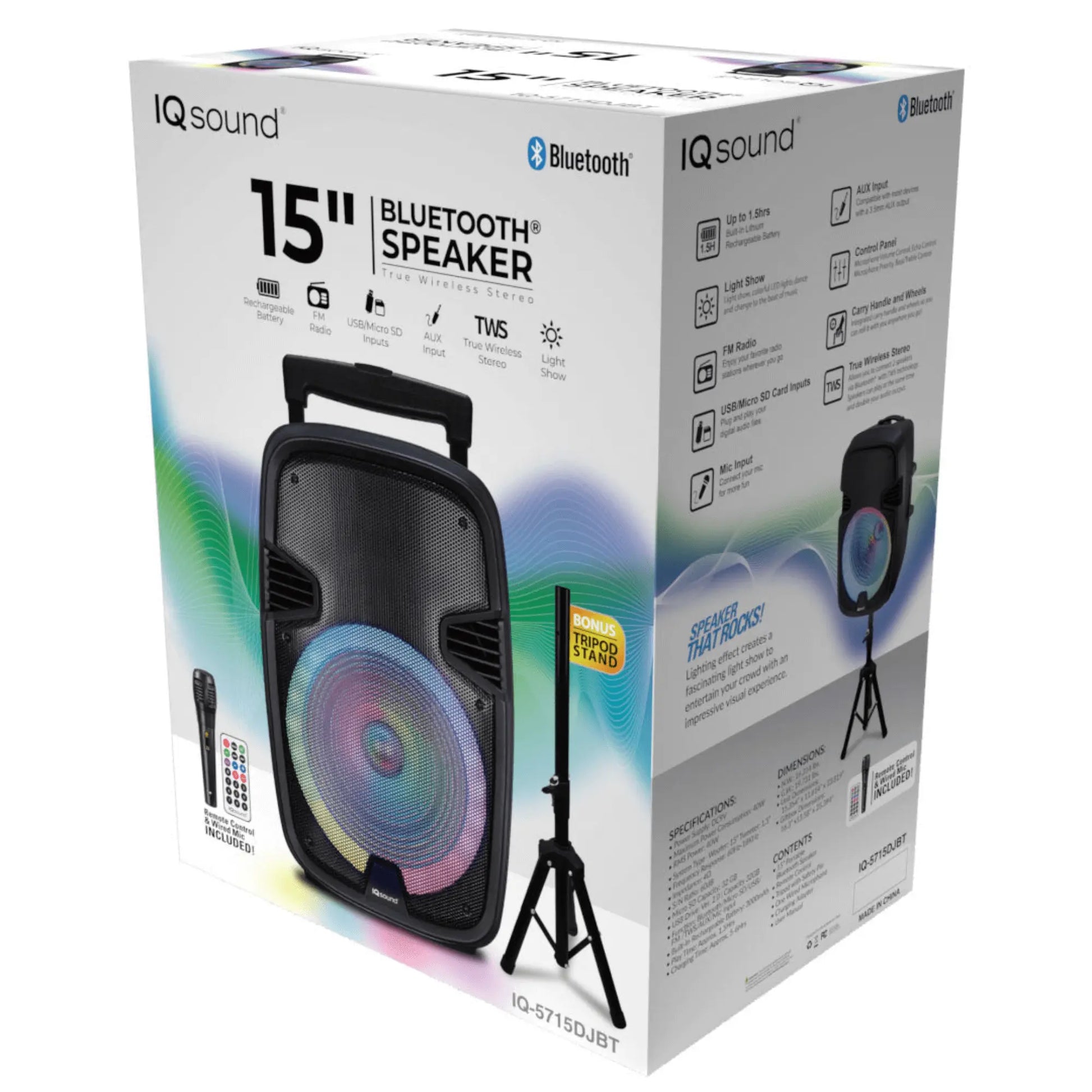 15" Portable Bluetooth Speaker with True Wireless Stereo & Mic - Puck's