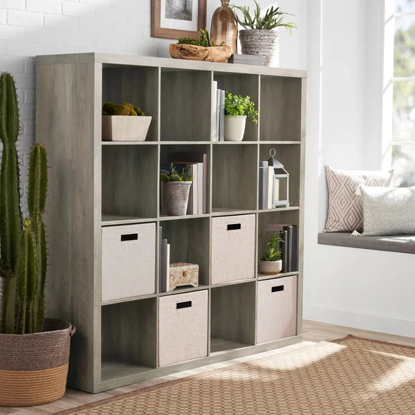 16-Cube Storage Organizer, Rustic Gray - Puck's