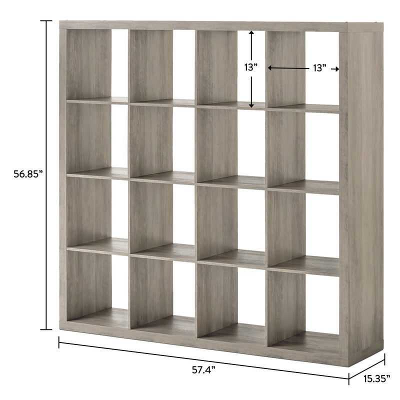 16-Cube Storage Organizer, Rustic Gray - Puck's