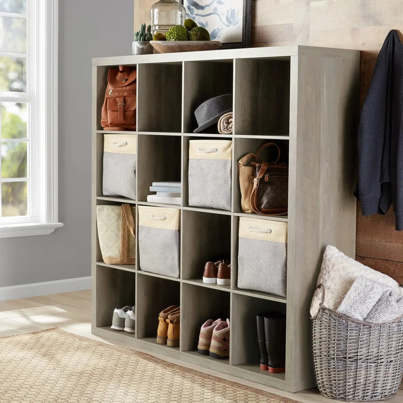 16-Cube Storage Organizer, Rustic Gray - Puck's