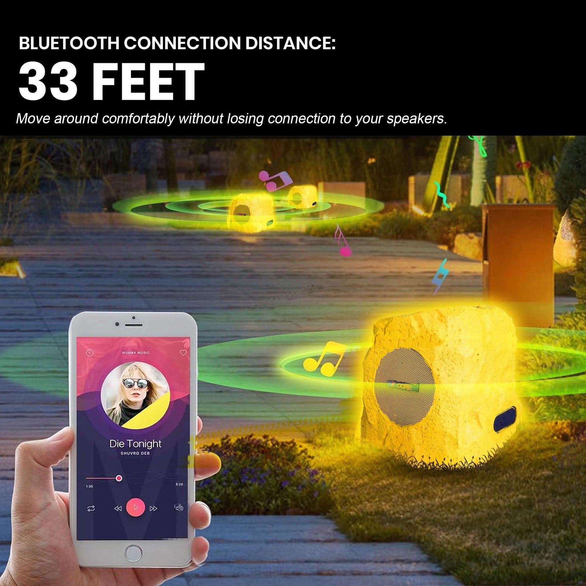 5Core Outdoor Wireless Speakers Bluetooth Rock Waterproof Linkable TWS Garden Speaker BROWN - Puck's