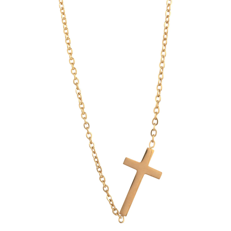 14K Gold Necklace | Gold Plated Cross Pendant Necklace - Puck's