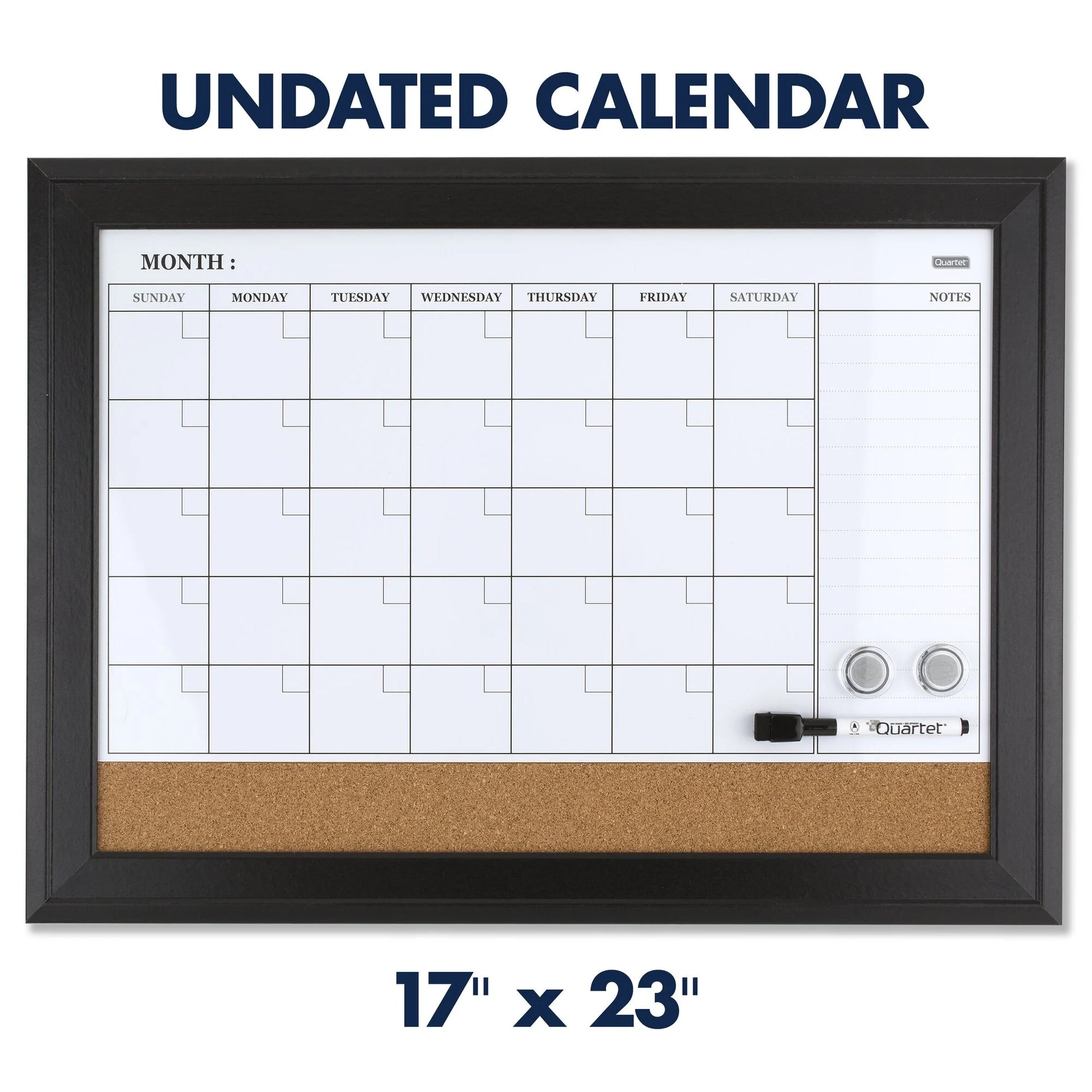 79275 23 X 17 Home Decor Magnetic Combo Dry Erase Board with Cork Board on Bottom - Tan/White Surface/Espresso Wood Frame