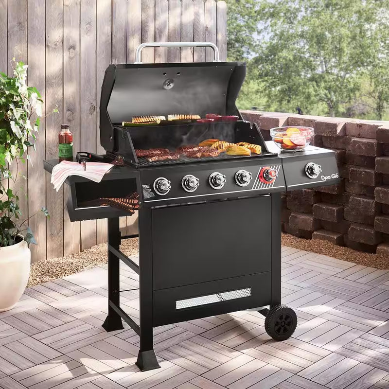 5-Burner Propane Gas Grill in Matte Black with Trivantage Multifunctional Cooking System