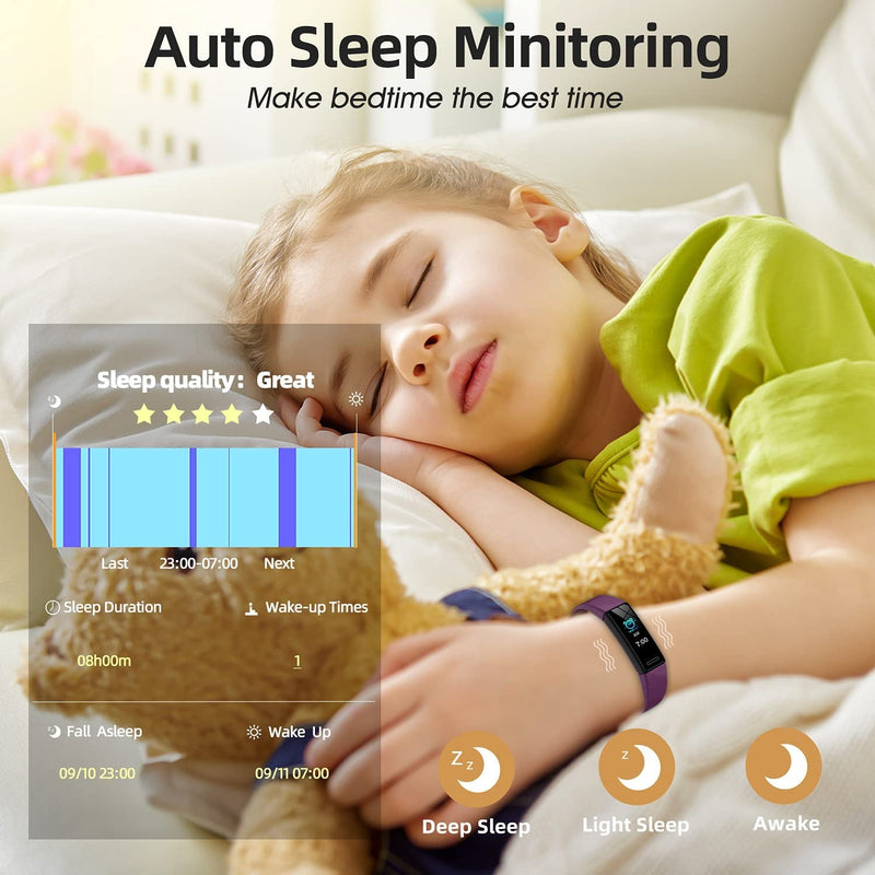 Fitness Tracker Watch for Kids, IP68 Waterproof Activity Tracker,Sleep Tracking, 11 Sport Modes Calorie Step Counter with Alarm Clock and Reminder, Great Gift for Boys Girls Teens - Puck's