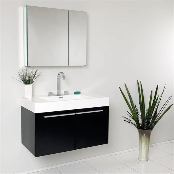 Vista 36"Black Bathroom Vanity & Medicine Cabinet - Puck's