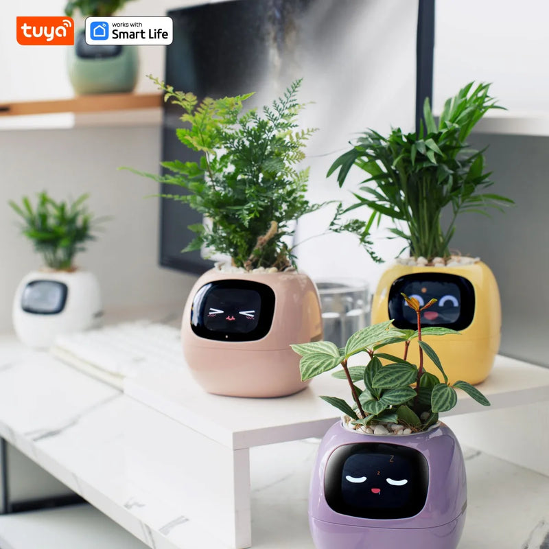 Tuya Ivy Smart Planter,Endless Fun over 49 Rich Expressions,7 Smart Sensors,Ai Chips Make Raising Plants Easy and Fun - Puck's